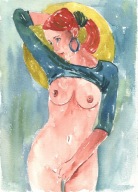 =Obraz=AKT =akwarela=kobieta=Joanna MAŁOSZCZYK