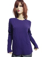 markowy SWETER wełniany z blaszką warkocze 40