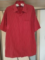 KOSZULA MĘSKA CZERWONA W PASKI Z KRÓTKIM RĘKAWEM R.40