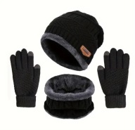 Komplet zimowy czapka z kominem i rękawiczkami