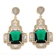 63567 KOLCZYKI 18K POZŁACANE 45/23 MM okazałe z kryształami i cyrkoniami