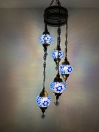 5 żyrandoli z mozaiki szklanej wykonanych z tureckich mozaik.