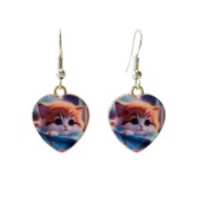 Kolczyki z kotem w serduszku 2