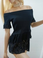 czarna bluzka hiszpanka odkryte ramiona baskinka z koronką gothicS/M