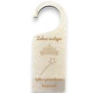 Zawieszka na Drzwi Zakaz Wstępu Księżniczki Drewniana Tabliczka Prezent