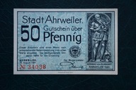 Banknot Niemcy Ahrweiler 50 Pfennig Konrad von Blankart 1921 rok stan1!!!