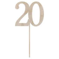 DREWNIANY TOPPER LICZBA 20 DWADZIEŚCIA NA PIKU NA URODZINY DECOUPAGE 26,5CM