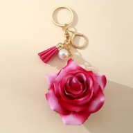 bryloczek NA KLUCZE METAL POLIESTER RÓŻA MODNY ELEGANCKI vintage retro