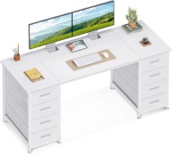Biurko 140 cm Białe z 8 szufladami materiałowymi Coleshome do biura i domu