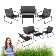 MEBLE OGRODOWE ZESTAW KOMPLET 3 KRZESŁA STÓŁ STOLIK DREWNO SOFA WYPOCZYNEK