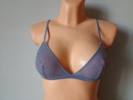 Śliczny biustonosz Primark błękit brokatowy r.S