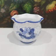 Ręcznie malowana osłonka doniczki fantazyjny kształt, ceramika 11×12 cm