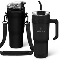 Kubek termiczny 1100ml z uchwytem na ramię czarny próżniowy na wodę napoje