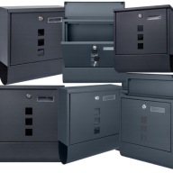 Duża Skrzynka pocztowa z numerem domu na listy wrzutnia z gazetnikiem szary