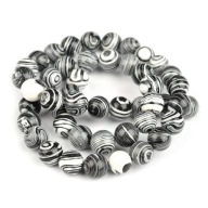 H5- MALACHIT BIAŁO-CZARNY - kula - 8mm - 18 sztuk