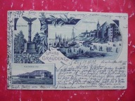 GRUDZIĄDZ GRAUDENZ BYDGOSZCZ TORUŃ LITOGRAFIA PANORAMA NAD WISŁĄ 1900 RRRRR