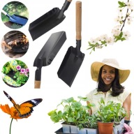 SZUFELKA METALOWA Z DREWNIANĄ RĄCZKĄ 37CM DO KOMINKA OGRODU