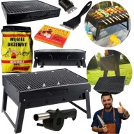 GRILL WĘGLOWY OGRODOWY PRZENOŚNY 35X27CM TURYSTYCZNY WALIZKA + *AKCESORIA*
