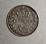 Wielka Brytania 3 pensy 1913r. Srebro BCM