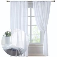 FIRANY GOTOWE NA TAŚMIE DO SALONU BIAŁA WOAL ŻABKI 145X250 CM