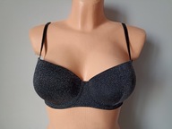 Śliczna markowa bielizna MIS/ UK 32C EUR 75C czarny ze srebrną nitką