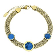 83542 Bransoletka złota stal chirurgiczna 20+3 CM 14 MM turkusy