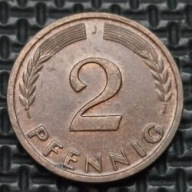 *NIEMCY [0206]*2 fenigi 1961 *J* Niemcy Zachodnie (RFN) Kłosy, Liście dębu