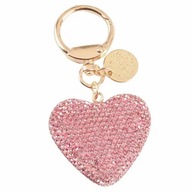 Śliczny różowy brelok serce z błyszczącymi kryształkami – stylowy dodatek