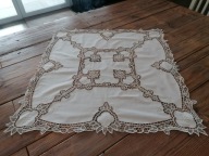 BAWEŁNIANY ŚLICZNY OBRUSIK SERWETA HAFT RICHELIEU CUDO 85x 85 Nr.3