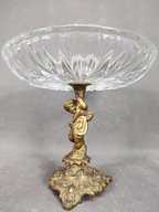 Stara duża patera na mosiężnej nodze z czasów PRL-u