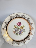 Talerz EPIAG ozdobny złocony porcelana kwiaty idealny stan!