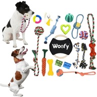 ZESTAW 17 ZABAWEK ELEMENTÓW DO ZABAW DLA PSA SZARPAKI SZNURKI GRYZAKI