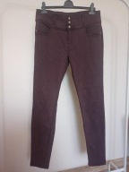 spodnie dżins strecz rurki yessica c&a ze średnim stan 44 brąz czerwony