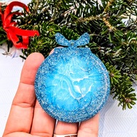 Zawieszka Bombka Ozdoba Choinkowa Handmade Premium Brokat Błękit 3 sztuki