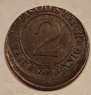 Destrukt !!! Rzadka moneta Republika Waimarska 2 Fenigi 1925r.