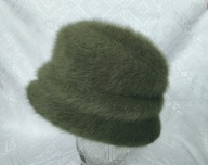 CZAPKA KAPELUSZ DAMSKI Z ANGORY ZGNIŁA ZIELEŃ 55-61