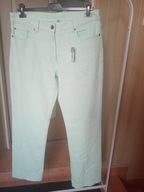 50 giada spodnie dżins miętowe nowe z metką proste strecz wysoki stan