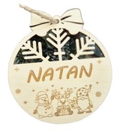 Drewniana Bombka z imieniem na choinkę Bombka z grawerem personalizowana