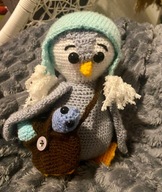 Pingwinek z tobą wypchaną rybkami - handmade by Belutek - amigurumi