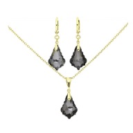 56083 Komplet 14K pozłacany celebrytka i kolczyki SILVER NIGHT Swarovski