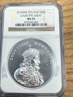 50 zł SSA Ludwik Węgierski 2014 NGC MS 70 MAX NOTA IDEAŁ
