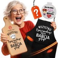 ZESTAW PREZENTOWY DLA BABCI DZIEŃ BABCI FARTUCH DESKA W ZESTAWIE LUSTERKO