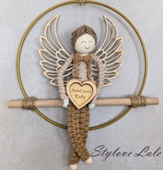 Anioł Stróż na obręczy dla Chłopca Prezent na Chrzest Święty z Imię Aniołek