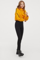 H & M czarne jeansy boho postrzępione vintage proste rurki wysokie spodnie