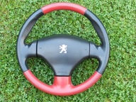 Sportowa KIEROWNICA PEUGEOT 206 Skórzana Czerwona BARDZO ŁADNA Skóra