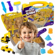 PIASEK KINETYCZNY DUŻY ZESTAW PIASKOWNICA KINETIC SAND PLAC BUDOWY POJAZDY