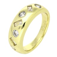 83486 Pierścionek pozłacany 14K średnica 19 mm elegancki z cyrkoniami