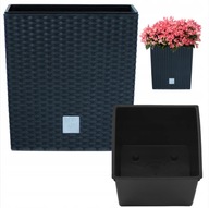 DONICZKA OGRODOWA RATTANOWA NISKA Z WKŁADEM - ANTRACYT