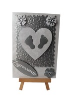 ZAPROSZENIA CHRZEST STOPKI W SERCU C6 SREBRO