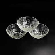 Zestaw 3 misek szklanych tłoczone szkło prasowane florystyczne vintage 1960